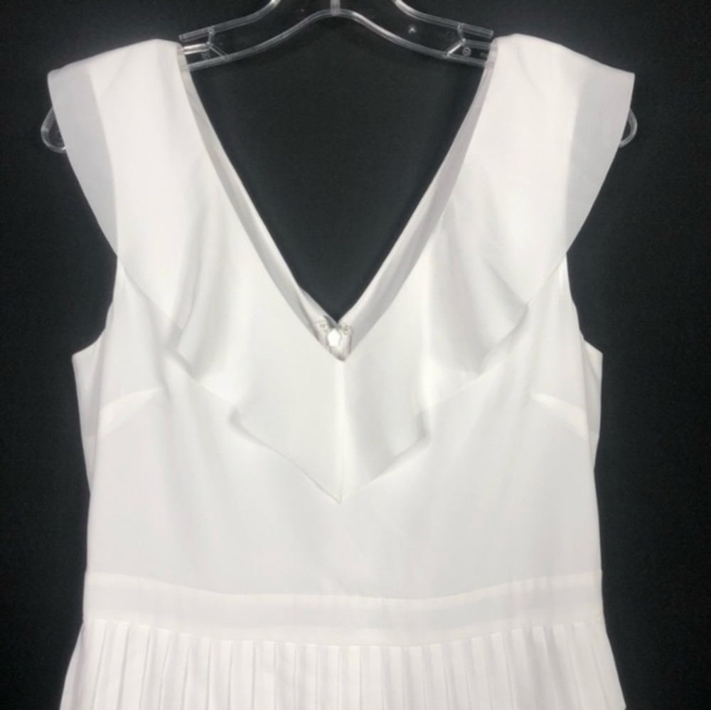 Banana Republic White Sleeveless Tiered Midi Dress - Size 12 - Picture 4 of 11